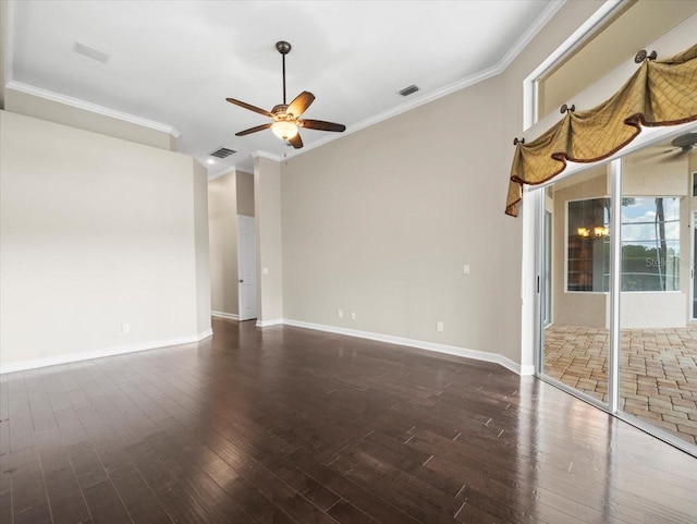 4521 Cheval Blvd, Lutz, FL 33558 - empty room with a ceiling fan, crown molding, and wood finished floors