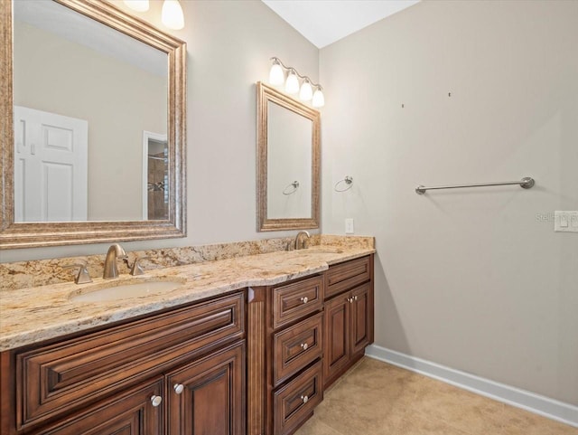 4521 Cheval Blvd, Lutz, FL 33558 - full bathroom with double vanity and baseboards