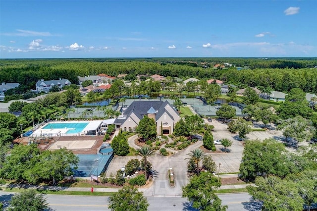 4521 Cheval Blvd, Lutz, FL 33558 - aerial view of a pool and a heavily wooded area