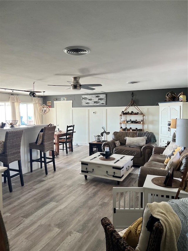 4119 Chambers St, Lake Wales, FL 33898 - living room featuring light wood-type flooring and a ceiling fan