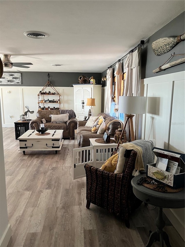 4119 Chambers St, Lake Wales, FL 33898 - living room featuring wood finished floors and a ceiling fan