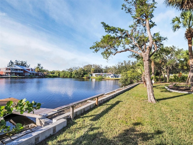 4915 S Rd, New Port Richey, FL 34652 - dock area with a water view and a yard