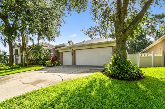 2009 Raven Manor Dr, Dover, FL 33527 - view of front of property with stucco siding, an attached garage, and driveway