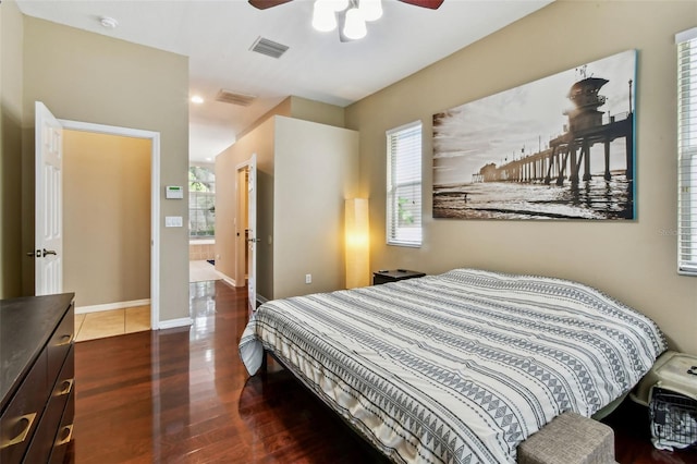 2009 Raven Manor Dr, Dover, FL 33527 - bedroom featuring wood finished floors, multiple windows, and a ceiling fan