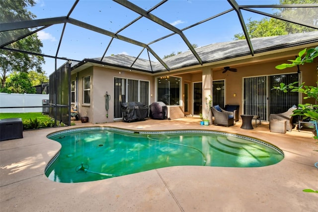 2009 Raven Manor Dr, Dover, FL 33527 - view of swimming pool featuring a patio area and a ceiling fan