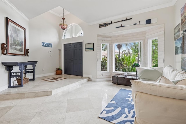 17001 NW 20th St, Pembroke Pines, FL 33028 - entrance foyer with ornamental molding and healthy amount of natural light