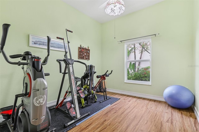 17001 NW 20th St, Pembroke Pines, FL 33028 - workout area featuring wood finished floors and baseboards