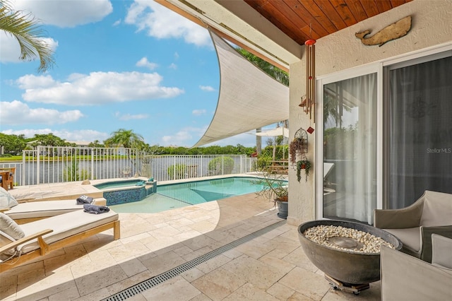 17001 NW 20th St, Pembroke Pines, FL 33028 - view of pool with a patio area, an in-ground hot tub, and a water view