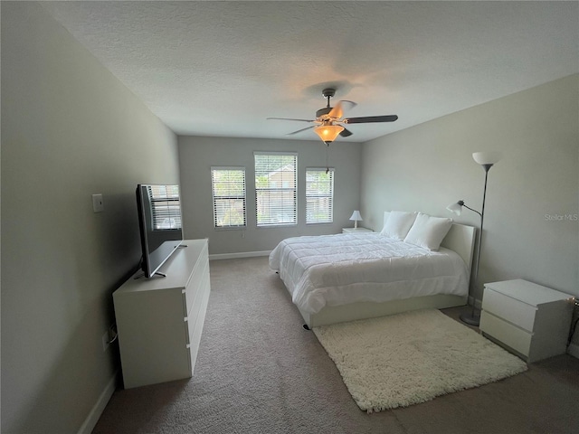1596 Ludington Ave, Wesley Chapel, FL 33543 - bedroom featuring carpet, a ceiling fan, and a textured ceiling