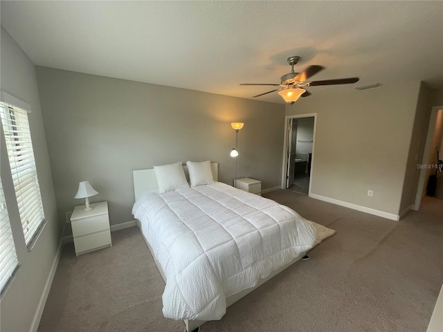1596 Ludington Ave, Wesley Chapel, FL 33543 - carpeted bedroom featuring multiple windows and a ceiling fan