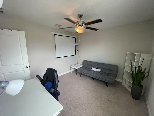 1596 Ludington Ave, Wesley Chapel, FL 33543 - home office featuring ceiling fan and carpet