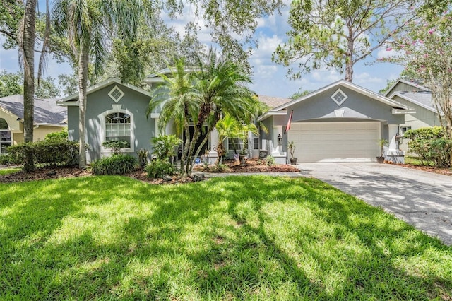 7224 Yardley Way, Tampa, FL 33647 - single story home with stucco siding, an attached garage, driveway, and a front yard