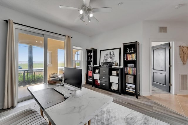 6412 Mayra Shores Ln, Apollo Beach, FL 33572 - office space featuring a ceiling fan and baseboards