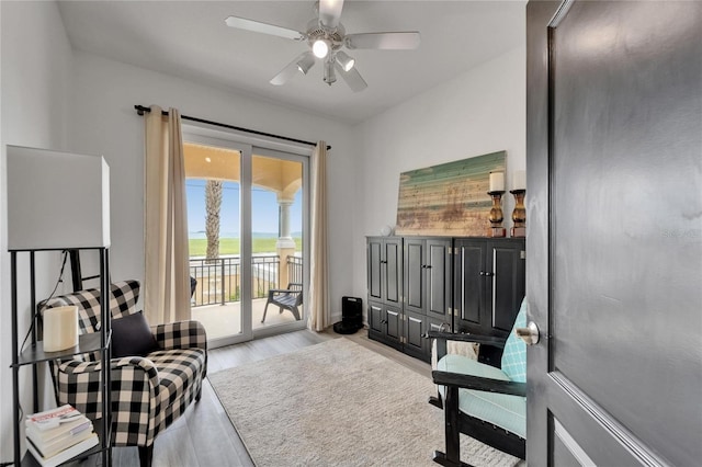 6412 Mayra Shores Ln, Apollo Beach, FL 33572 - living area featuring ceiling fan and light wood-style flooring