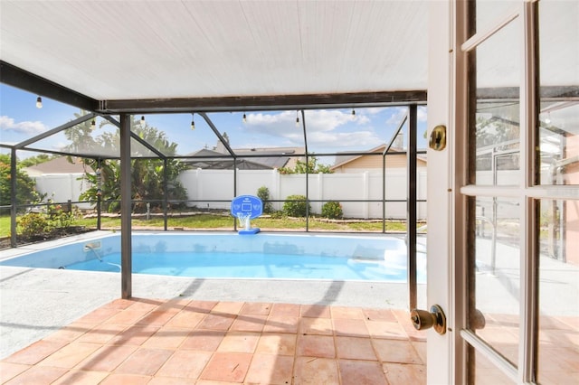 11304 Plumtree Ct, Riverview, FL 33579 - view of pool with a fenced backyard, glass enclosure, and a patio area