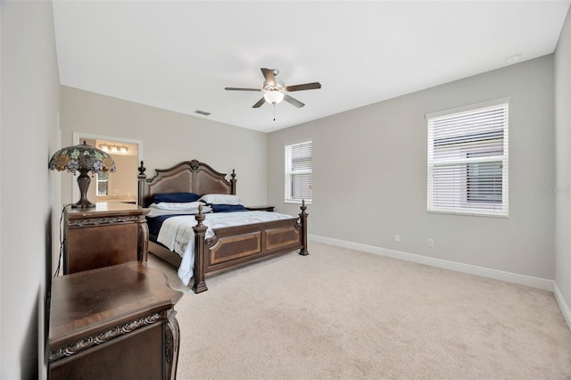 18125 Roseate Dr, Lutz, FL 33558 - carpeted bedroom with baseboards and a ceiling fan