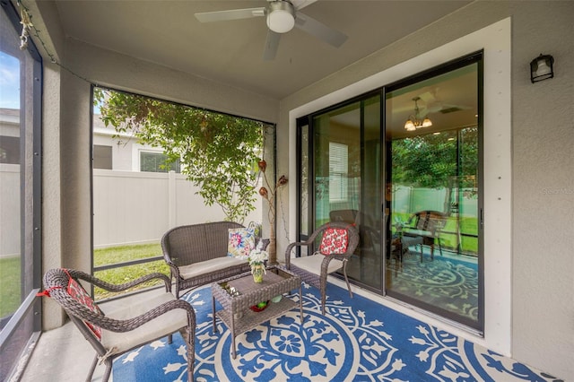 18125 Roseate Dr, Lutz, FL 33558 - sunroom / solarium with a ceiling fan
