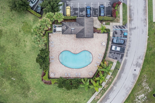 12039 Greengate Dr, Hudson, FL 34669 - view from above of property featuring a pool area