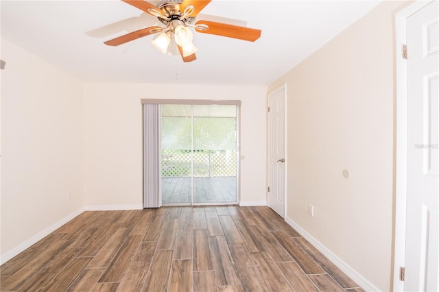 3406 Rock Royal Dr, Holiday, FL 34691 - spare room featuring wood finished floors and ceiling fan