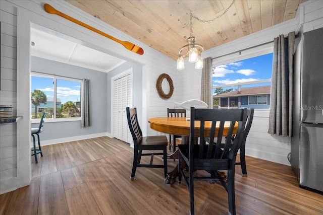12046 W Gulf Breeze Ct, Crystal River, FL 34429 - dining space with wood ceiling and wood finished floors