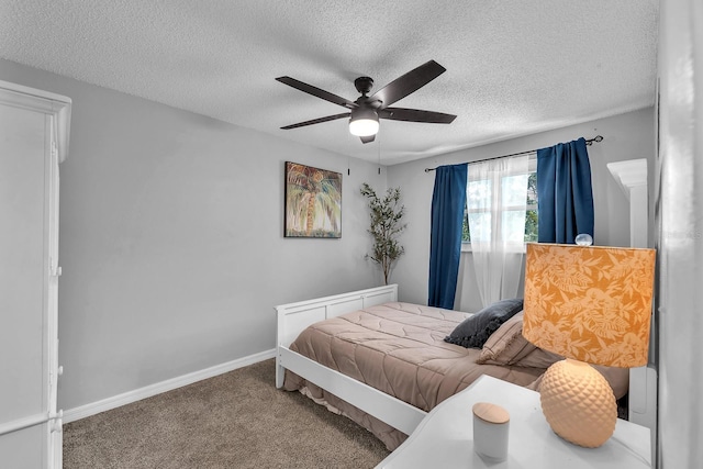 3731 Southview Dr, Brandon, FL 33511 - bedroom featuring carpet, a textured ceiling, and a ceiling fan