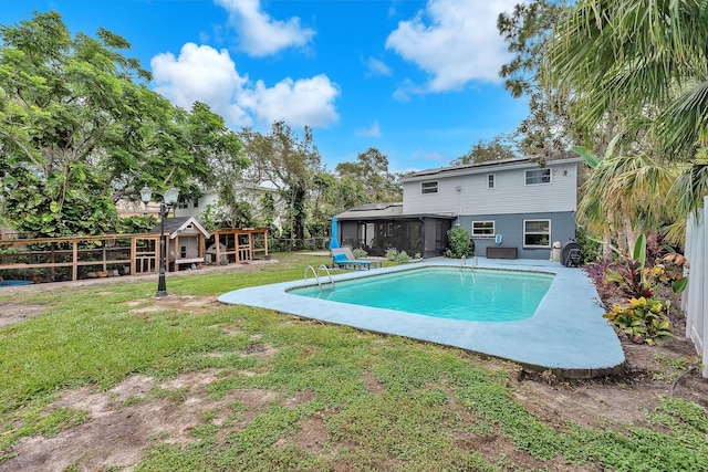 3731 Southview Dr, Brandon, FL 33511 - view of pool with a sunroom and a patio area