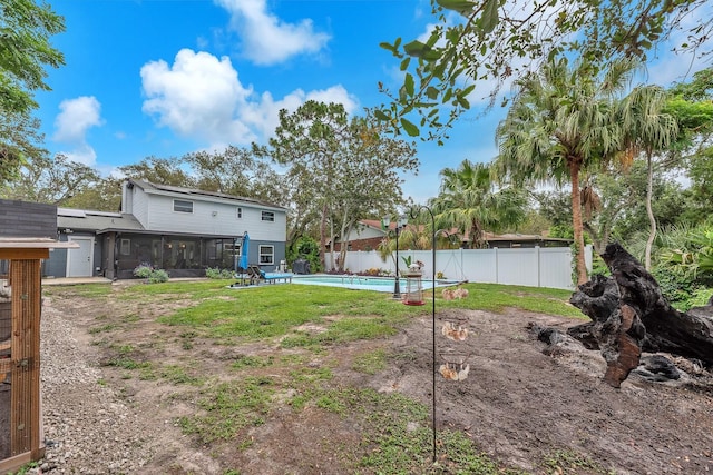 3731 Southview Dr, Brandon, FL 33511 - fenced backyard featuring a sunroom