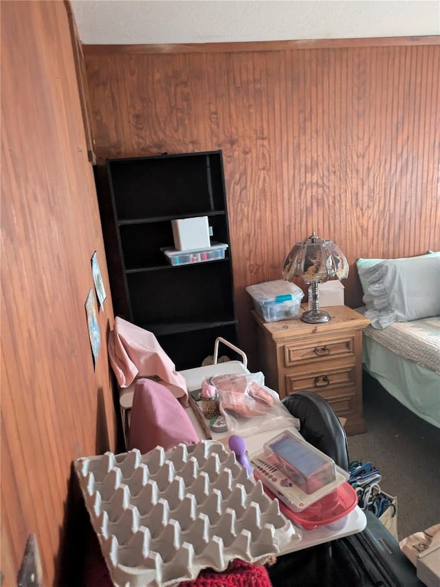 2833 SW Wilson Springs Rd, Fort White, FL 32038 - bedroom with carpet and wood walls