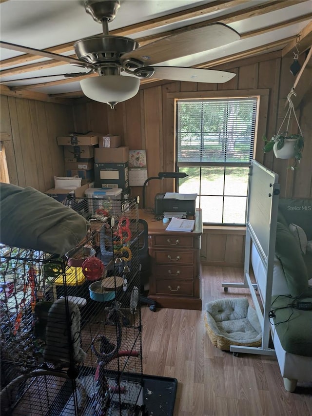 2833 SW Wilson Springs Rd, Fort White, FL 32038 - garage with wooden walls and ceiling fan