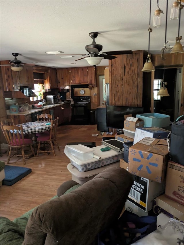 2833 SW Wilson Springs Rd, Fort White, FL 32038 - living area with ceiling fan, wood finished floors, and a textured ceiling