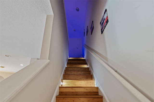 22623 Cliffside Way, Land O Lakes, FL 34639 - stairs featuring wood finished floors and recessed lighting
