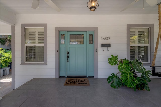 1407 S Moody Ave, Tampa, FL 33629 - entrance to property featuring ceiling fan and a porch