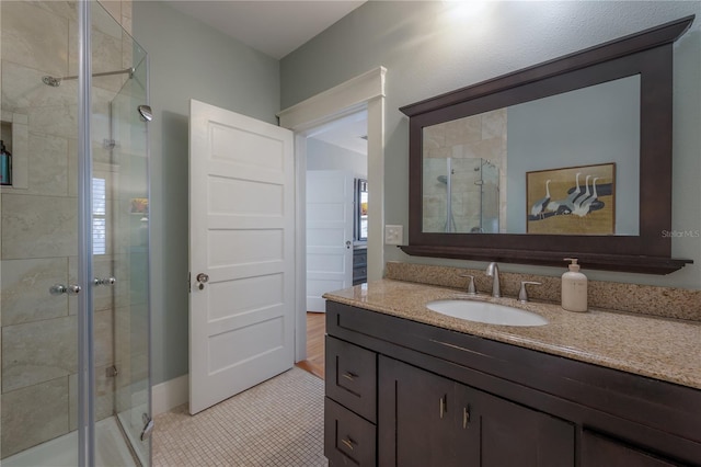 1407 S Moody Ave, Tampa, FL 33629 - full bathroom featuring a stall shower, vanity, and tile patterned floors