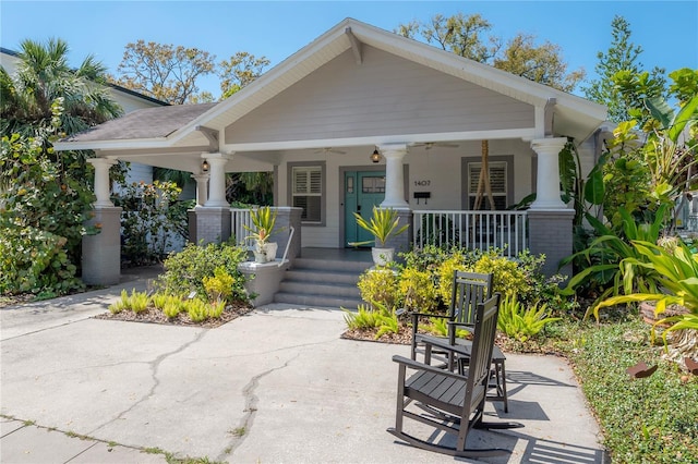 1407 S Moody Ave, Tampa, FL 33629 - view of front of property with a ceiling fan and covered porch