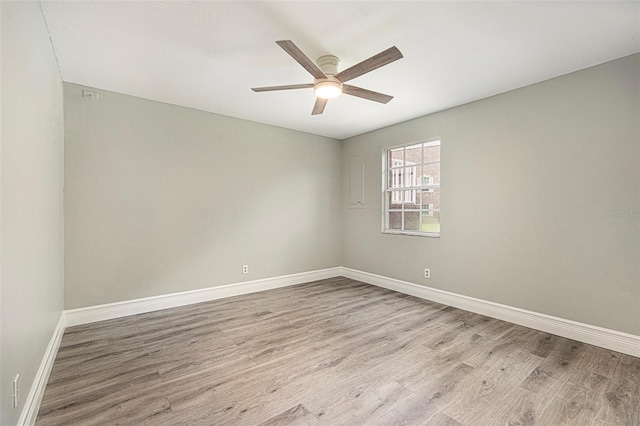 4117 Daventry Ln, Palm Harbor, FL 34685 - empty room with wood finished floors and a ceiling fan