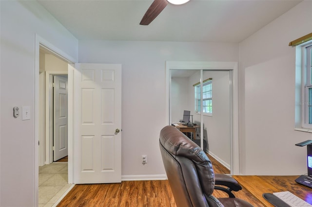 1708 Pond Lake Dr, Tampa, FL 33612 - office space with ceiling fan and wood finished floors
