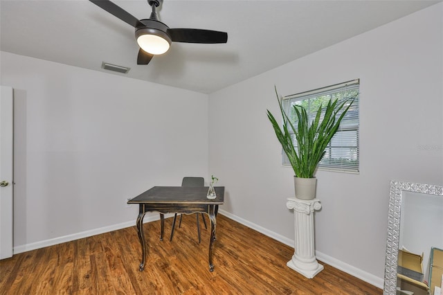 1708 Pond Lake Dr, Tampa, FL 33612 - office featuring wood finished floors and a ceiling fan