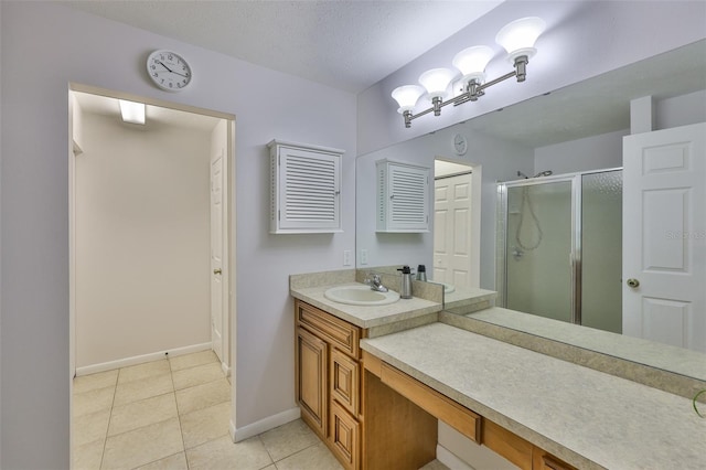 1708 Pond Lake Dr, Tampa, FL 33612 - full bathroom featuring a stall shower, vanity, and tile patterned floors