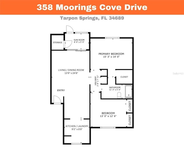 358 Moorings Cove Dr Unit 4B, Tarpon Springs, FL 34689 - view of floor plan / room layout