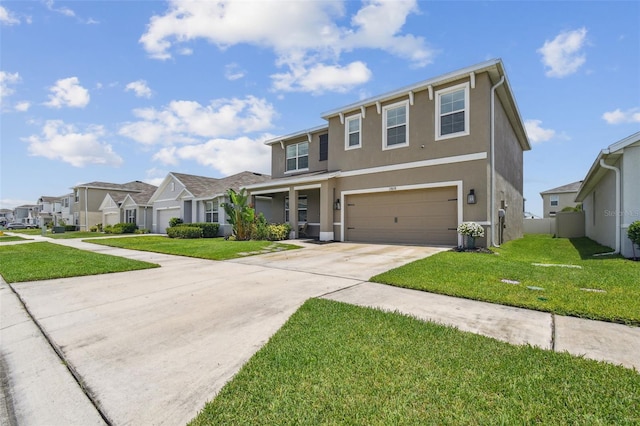 33678 Jasper Stone Dr, Wesley Chapel, FL 33543 - traditional-style home with a residential view, stucco siding, driveway, and an attached garage