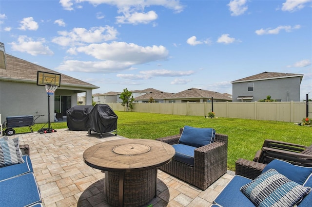 33678 Jasper Stone Dr, Wesley Chapel, FL 33543 - fenced backyard featuring a patio area and area for grilling