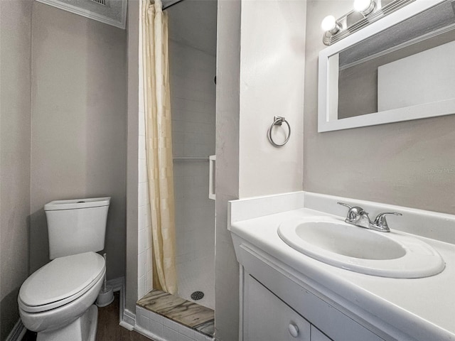 1018 Osprey Ct, Dunedin, FL 34698 - bathroom featuring vanity, a stall shower, and wood finished floors