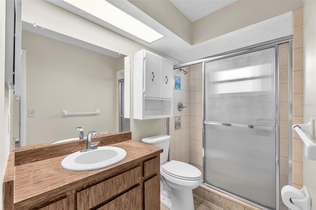 3840 Rolling Cir, Valrico, FL 33594 - full bathroom featuring a shower stall, vanity, and tile patterned floors