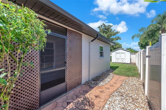 3840 Rolling Cir, Valrico, FL 33594 - view of property exterior featuring a storage unit