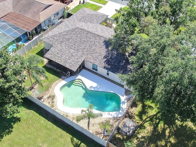 3840 Rolling Cir, Valrico, FL 33594 - view from above of property with a pool