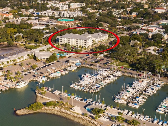 200 Main St Unit 204, Dunedin, FL 34698 - aerial view of property and surrounding area featuring numerous boat docks