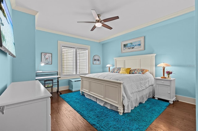 200 Main St Unit 204, Dunedin, FL 34698 - bedroom with crown molding, dark wood finished floors, and a ceiling fan