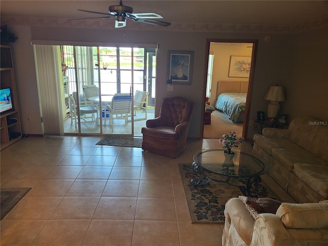 3849 Sailmaker Ln Unit 0, Holiday, FL 34691 - tiled living area with ceiling fan