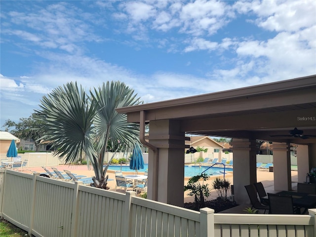 3849 Sailmaker Ln Unit 0, Holiday, FL 34691 - view of patio featuring a community pool and a ceiling fan