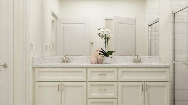 8434 Course Br, New Port Richey, FL 34655 - bathroom featuring double vanity and tiled shower